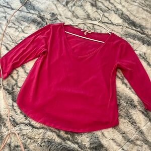 Hot pink v neck top